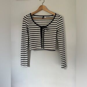 H&M Tie Front Striped Cardigan Size XS